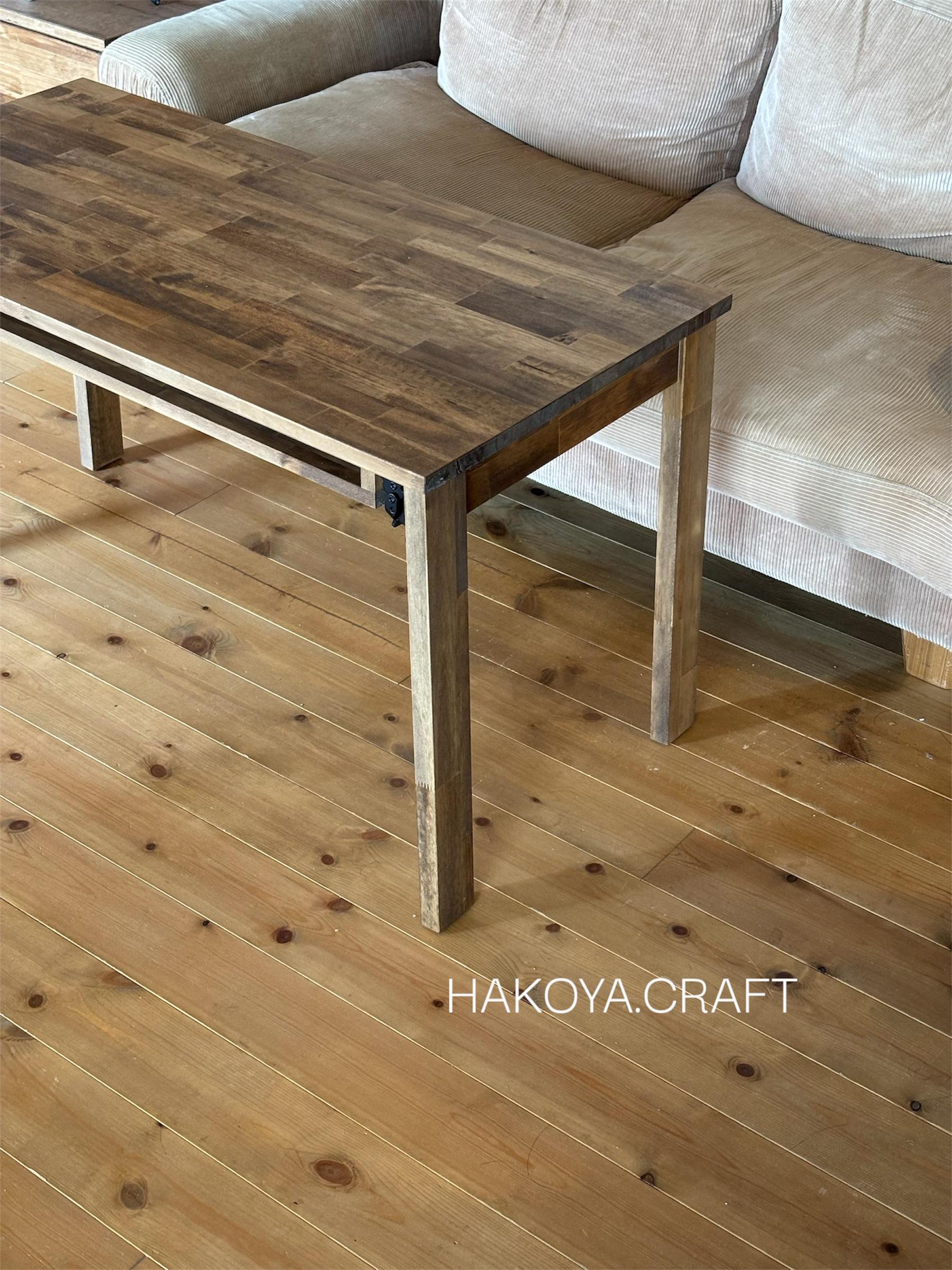 【新作】113.天然木折りたたみハイテーブル　机/リビングテーブル/フォールディング/収納/コンパクト