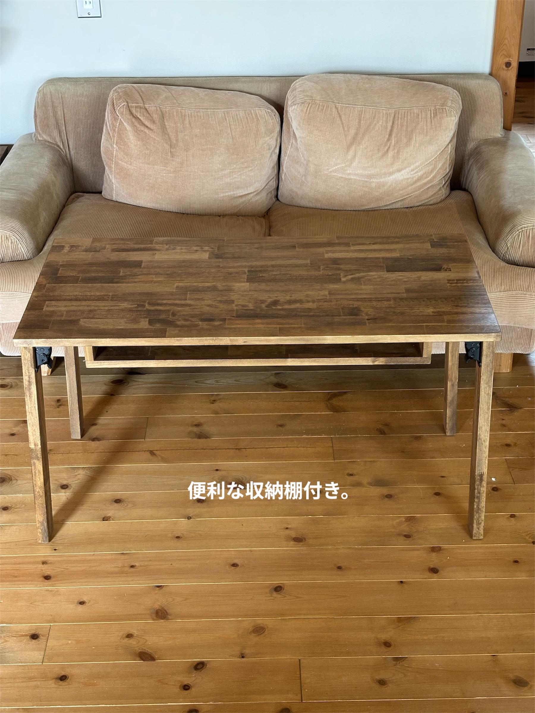 【新作】113.天然木折りたたみハイテーブル 机/リビングテーブル/フォールディング/収納/コンパクト | 4枚目
